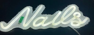 LED 'NAILS' Signage, 3.5" x 12", USB-Powered Business Sign, New Condition - Picture 1 of 4