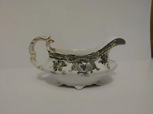Wedgwood England Raleigh Gravy Pitcher. Green and Gold. - Picture 1 of 11