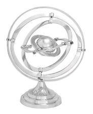 Aluminum Compass Armillary Globe 12" x 11" x 15" Silver