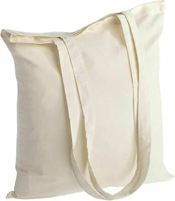 JMS BRIDGE 12 x 100% COTTON SHOPPING PLAIN BAGS ECO FRIENDLY TOTE SHOULDER SHOPPER HANDBAG