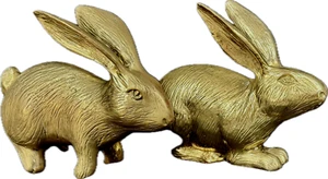 Par de conejos de orejas largas de latón grandes de colección - Imagen 1 de 11