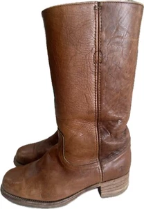 FRYE Vintage Men’s Campus Boots 2955 Leather Pull On Saddle Brown 11D Marbled - Picture 1 of 21
