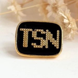 Prendedor de solapa TSN canadiense olímpico negro y dorado vintage - Imagen 1 de 9