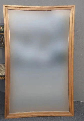 Vintage Danish Mid Century Modern Solid Wood Brown Wall Mantle Mirror 42.5” Cover
