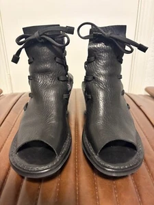 Trippen Black Leather Wedge Heel Lace Sandal - Size 38 - Picture 1 of 5