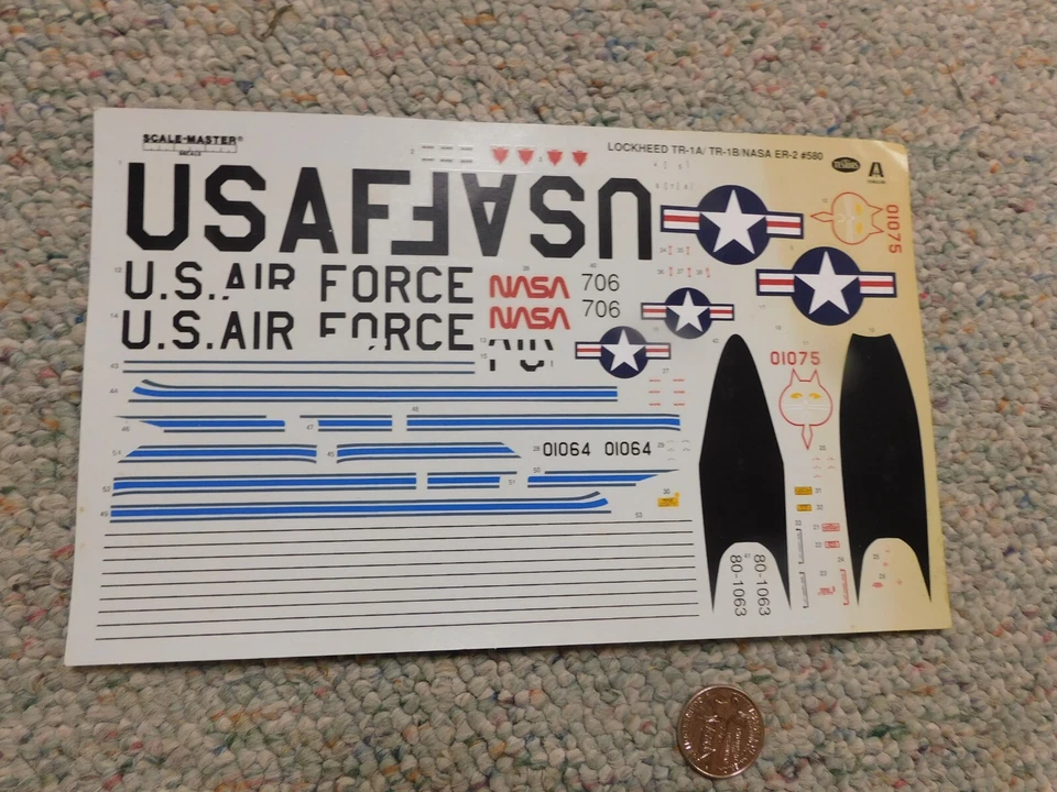 Testors  decals 1/48 Lockheed TR-1A TR-1B NASA ER-2 H101 - Image 1 of 1