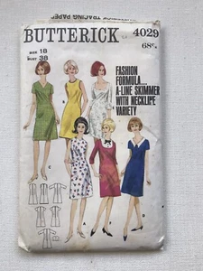 BUTTERICK 4029 Semi Fitted A Line Dress Sizes 18 1960s Uncut - Picture 1 of 2