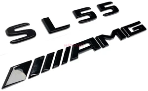#2 BLACK SL55 + AMG FIT MERCEDES REAR TRUNK EMBLEM BADGE NAMEPLATE LETTER - Picture 1 of 2