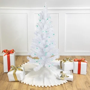 NORTHLIGHT 3' Pre-lit White Pine Artificial Christmas Tree - Green Lights - Picture 1 of 6