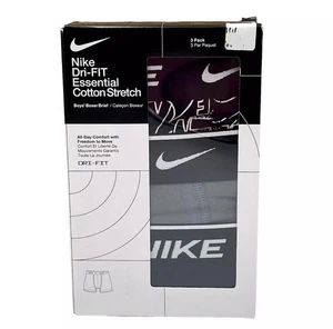 Nike Little Boy's Dri-Fit Cotton Stretch Boxer Brief Black Gray 3-Pack - Large - Picture 1 of 3