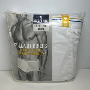 New 6 Mens Stafford XXL Full-Cut Briefs 60/40 Blended Cotton Size 2XL 44-46 - Picture 1 of 2
