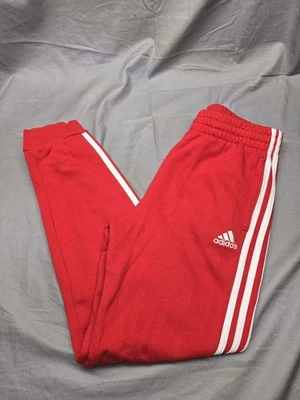 Pantalones de chándal Adidas jóvenes grandes 14/16 rojos 3 bandas calce regular polar Foto 1 de 4