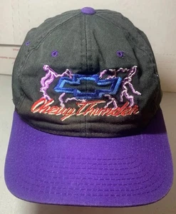 Vintage 90s CHEVY THUNDER Black & purple CHEVROLET HAT Snapback Racing Cap - Picture 1 of 7