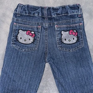 Hello Kitty Y2K Kids Denim Pants Size 5 - Sanrio 2010 - Picture 1 of 13