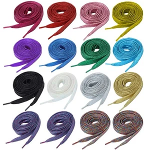 16 Pairs Glitter Colored Shoelaces 42 Inch Shoe Laces for Flat Sneakers Skate... - Picture 1 of 6