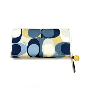 Coach Signature Blue and Beige Wallet L0742-41222 - Picture 1 of 13