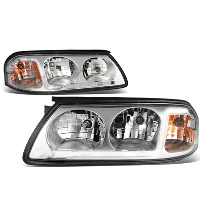 [LED DRL] Fit 2000-2005 Chevy Impala Chrome Housing Amber Corner Headlight/Lamp - Image 1 of 4