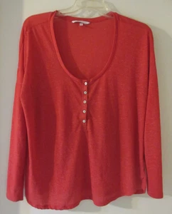Victoria Secret Red Slightly Sheer Henley Lounge Sleep Top Long Sleeve Women M - Picture 1 of 4