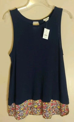 J. Regata Crew Outlet azul marinho multicolorida floral bainha festiva tamanho P - Imagem 1 de 4