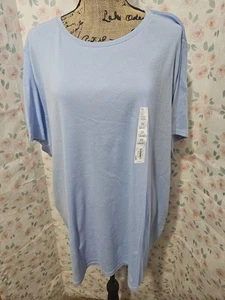 CROFT & BARROW, NEUES HELLBLAUES KURZÄRMELIGES FESTES DAMEN-T-SHIRT AUS BAUMWOLLE GRÖSSE 3X - Bild 1 von 7