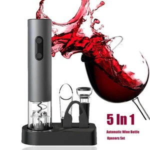 Electric Automatic Wine Bottle Opener Corkscrew Red Wine Opener Foil Cutter Set - Picture 1 of 16