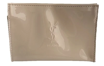 YSL Beaute Pouch Nude Peach Travel Bag Patent Light Tan Toiletry Case New - Image 1 of 4