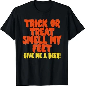 Trick or Treat Smell My Feet Give Me a Beer Rockstar Graphic T-Shirt Hoodie - Picture 1 of 9