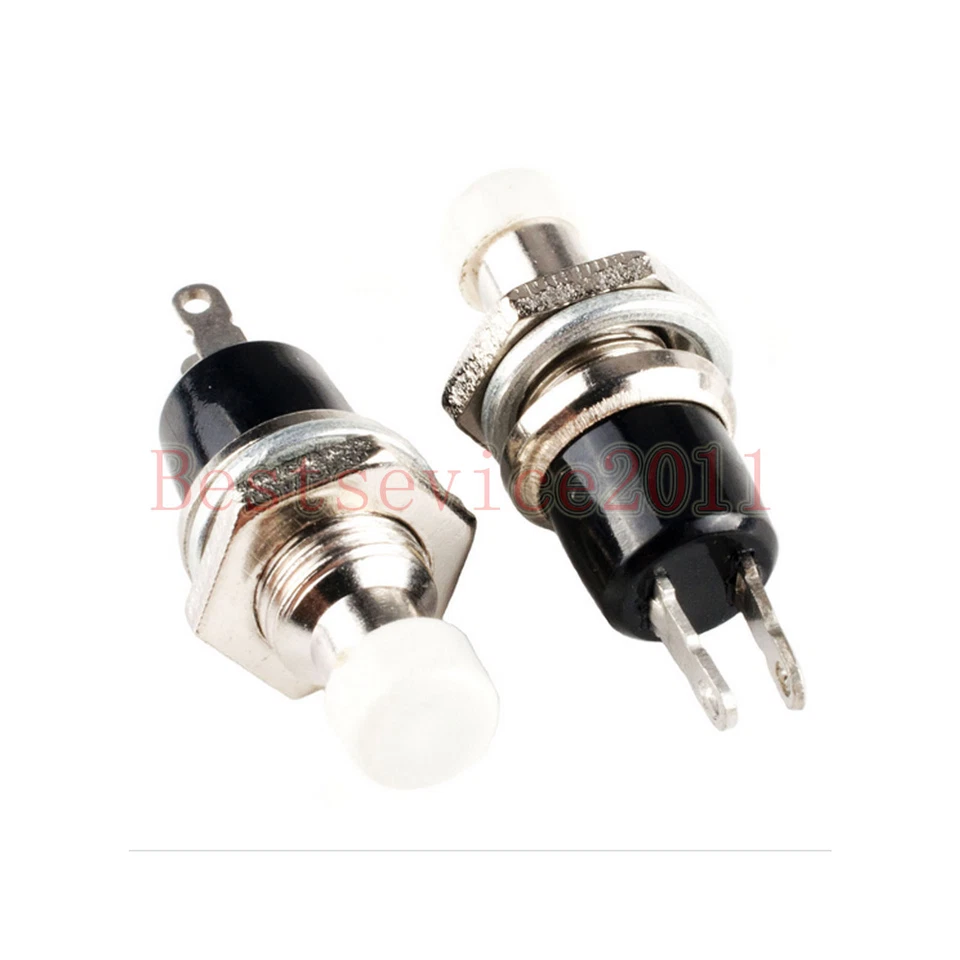 10pcs white 8mm SPST 2 Pins Momentary Push Button Switch N/O push-on Release-off - Image 1 of 1