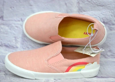 ZAPATOS PLANOS ANTIGUOS AZUL MARINO ROSA MELOCOTÓN NIÑAS PEQUEÑAS TALLA 11 ARCO IRIS SIN CORDONES NUEVOS Foto 1 de 4