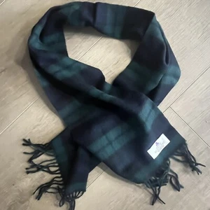 House of Scotland Schal 100 % Lammwolle blau grün Schottenkaro Quasten 8,5 B x 49" L - Bild 1 von 6