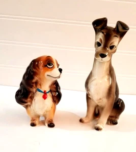 Vintage DISNEY Lady and The Tramp Figurines 6" and 4" Dogs - Picture 1 of 17