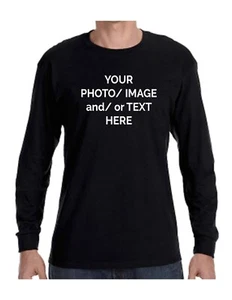 Personalized Long Sleeves T-shirt with Your Image/ Photo and/ or Text - Picture 1 of 6