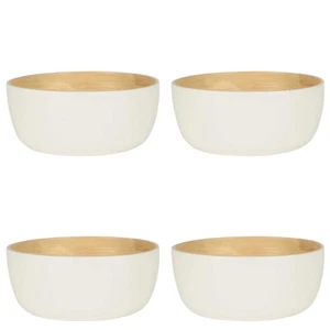 4x Belle Blana Small Bamboo 15cm Serving Noodle/Food Bowl Round Tableware White - Picture 1 of 4