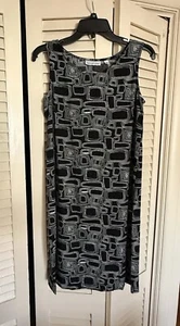 Deborah Parker NWT Sleeveless Shift Dress Black & White Size XS Made In USA - Picture 1 of 13