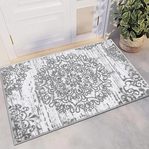 HEBE Washable Area Rug - 2'X3' Non Slip Soft Distressed Medallion Bedroom Boho L - Picture 1 of 12