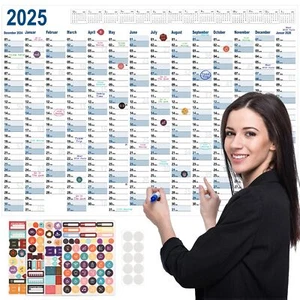 2025 Yearly At a Glance Wall Calendar 12 Month Large Full Year Wall Calendar ... - Picture 1 of 8