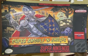 Super Ghouls 'N Ghosts 5' Flag Banner Poster Super Nintendo SNES 1991 - Picture 1 of 3