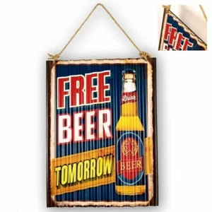 Metal Art Free beer tomorrow 30x51 placca in metallo flagstaff vintage - Picture 1 of 3