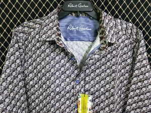Robert Graham Intricate Floral Skull Printed Flip Cuff Mens Shirt L NEW $198 - Picture 1 of 11