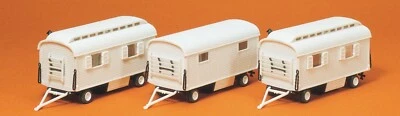 Preiser 20005 Wohnwagen ohne Beschriftung 3 Stück, Bausatz H0 1:87 Neu + OVP - Bild 1 von 2