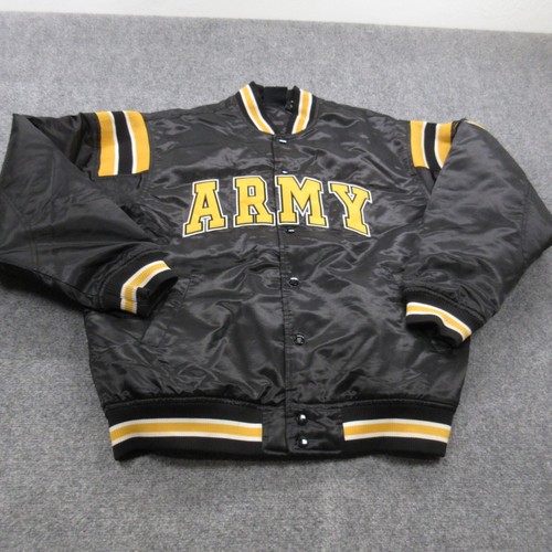 COACH Giacca Esercito Vintage Uomo XL Nero Giallo Trapuntato Bomber Snap Up Allenatori Cappotto Nylon