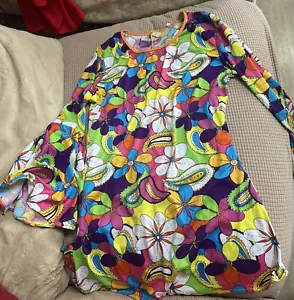 Spirit Halloween Womens Tunic Top Colorful Floral Paisley LS Ruffles Hippie XL - Picture 1 of 3