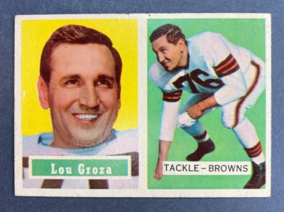 1957 Topps #28 Lou Groza (Cleveland Browns)    HOF!    "THE TOE"!    OSU! - Image 1 of 2