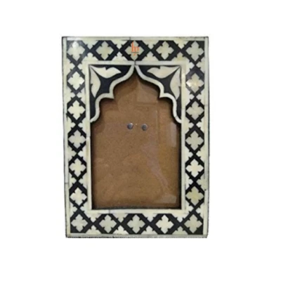 Marco de fotos negro | Marco de collage familiar antiguo hecho a mano | Decoración con incrustaciones de hueso Foto 1 de 4