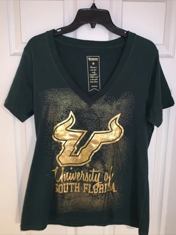 Women's USF University of South Florida Campus Couture Glitter Green T-Shirt XL Cover