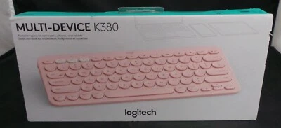 Logitech K380 Wireless Bluetooth Keyboard PC MAC Android iOS Apple TV Rose Pink - Image 1 of 2