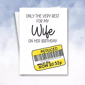 Divertida Tarjeta de Cumpleaños para Esposa Amarillo Descuento Pegatina Reducida Regalo Idea - Imagen 1 de 7