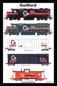 Guilford Tren de Carga 12""x18"" póster enmarañado firmado por Andy Fletcher - Imagen 1 de 1