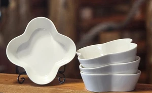 Fiddle & Fern by Home Essentials Flower Shaped Bowls White Set of 4 - Picture 1 of 3
