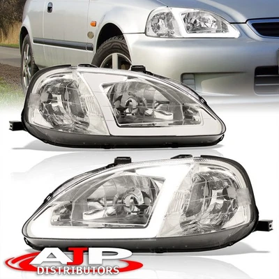 Clear OE Style LED DRL Head Lights Lamps Left+Right For 1999-2000 Honda Civic EK — 第 1/4 张图片